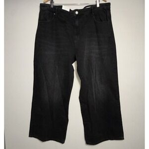 Cotton On Women's Relaxed Wide Leg Jean Pants Black Size 16‎